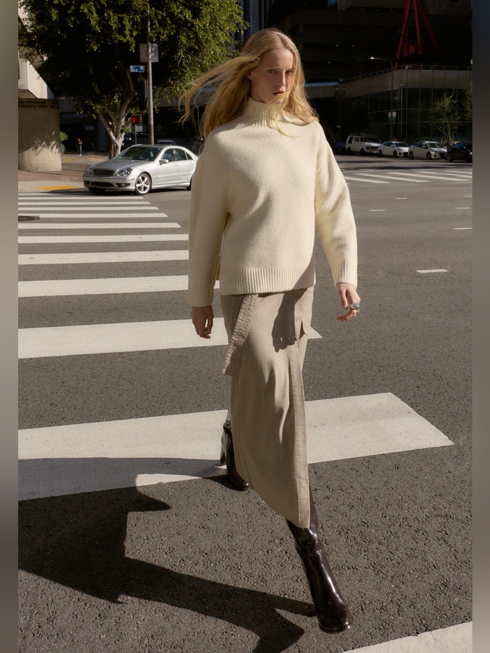 ZARA Ecru Mock Neck Sweater